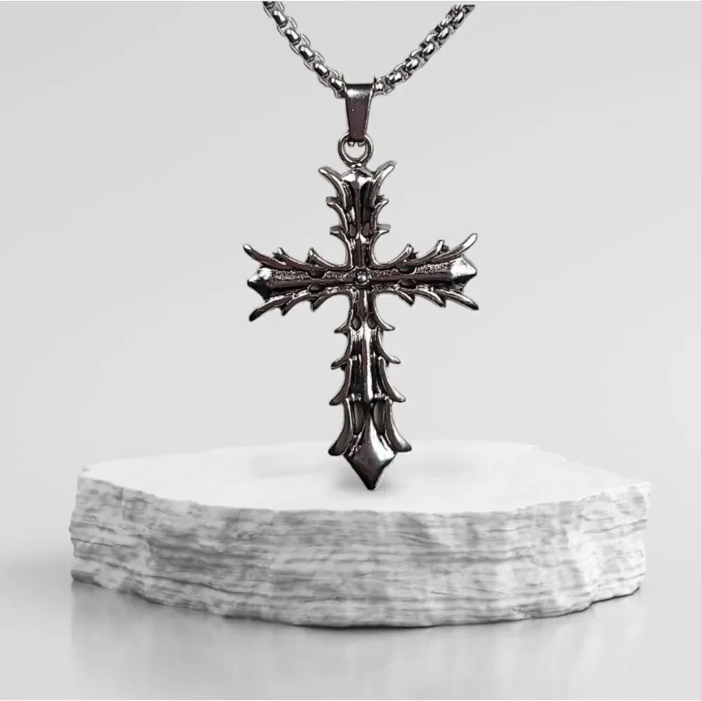 Stainless Steel Christian Cross Pendant Necklace Faith Jewelry NWT Minimalist